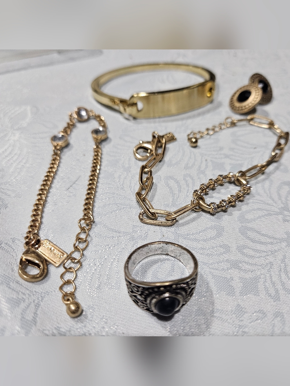 Gold-Tone Women's Fashion jewelry lot with Black Stones